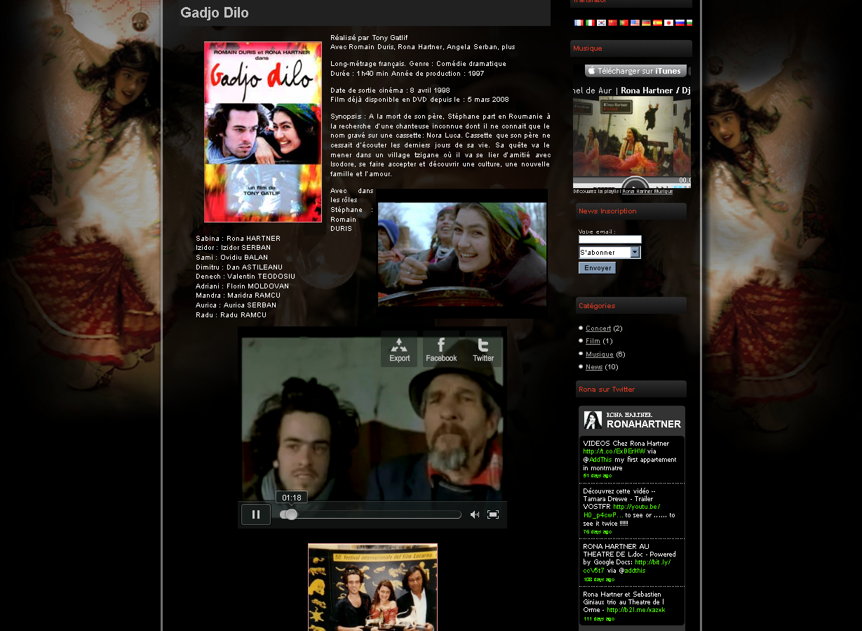 Création du site officielle www.ronahartnecom - http://lobo-graphik.com - gadjo dilo